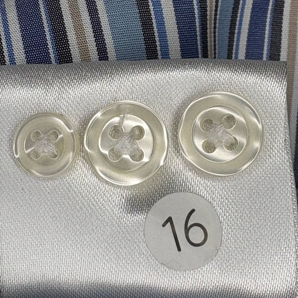 Egara Men’s Slim Fit Blue Tan White Striped Dress Shirt Floral Cuff/Neckline XL - Picture 8 of 10